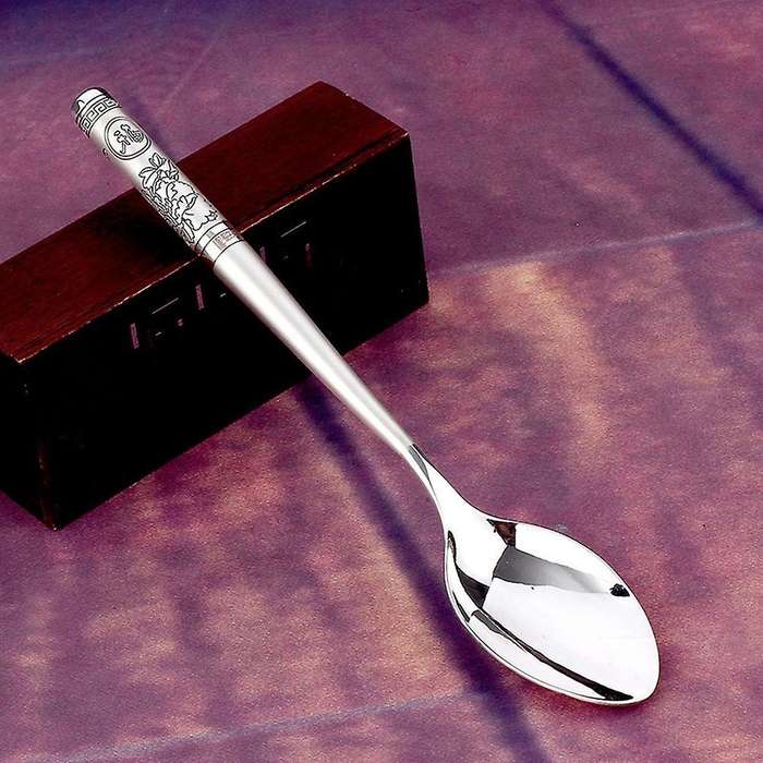Sterling Silver 999 Silver Tableware Big Coffee Spoon Household B