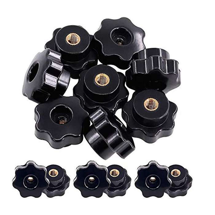 15pcs M6 Star Knob Clamping Handle Nut Through Hole Set Brass Female