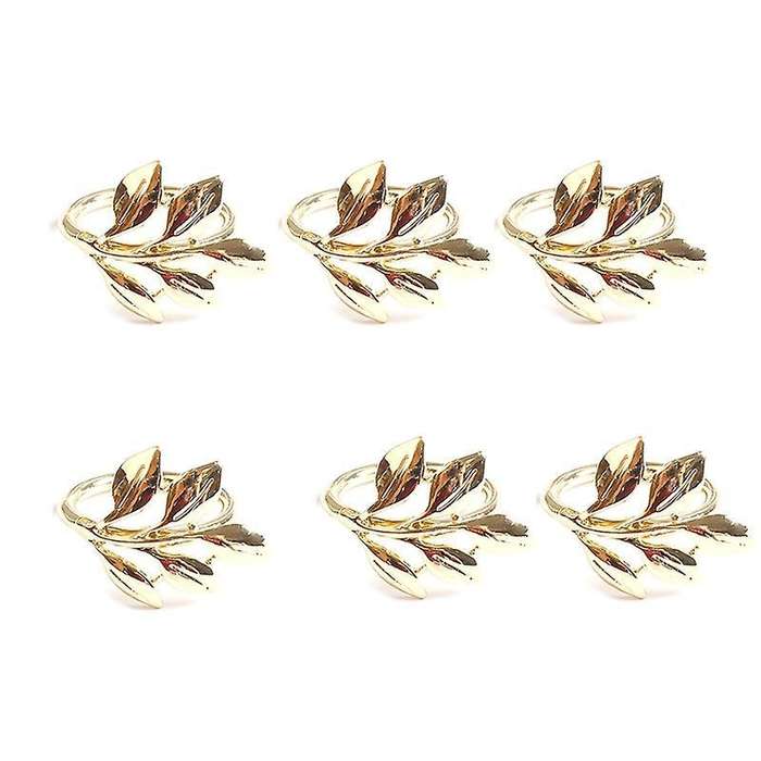 6pcs Fall Leaves Napkin Rings Christening Metal Wedding Gifts Party A