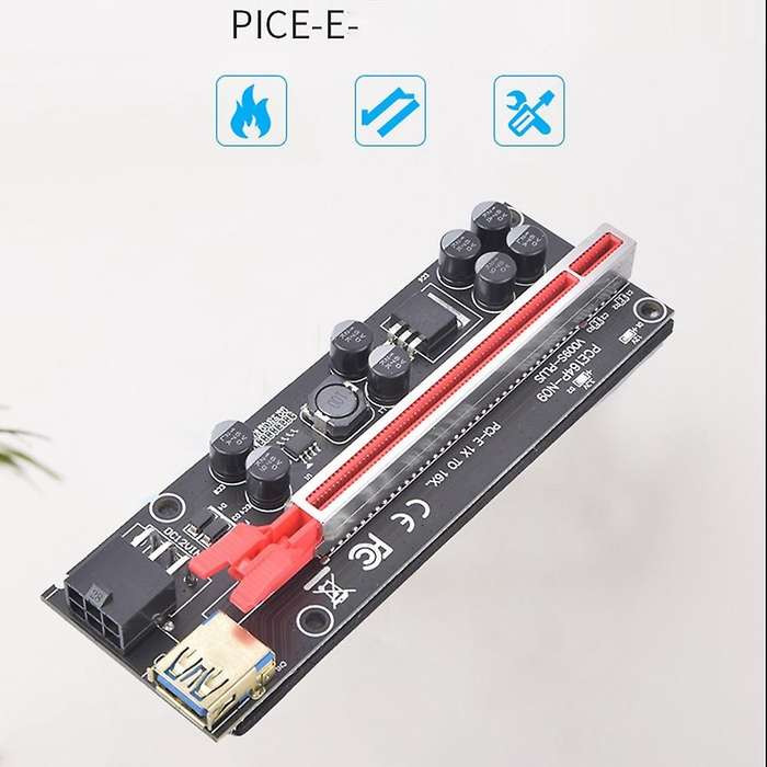 Ver009s-plus Pci-e 1x to 16x Riser Card, 8 Solid Capacitors