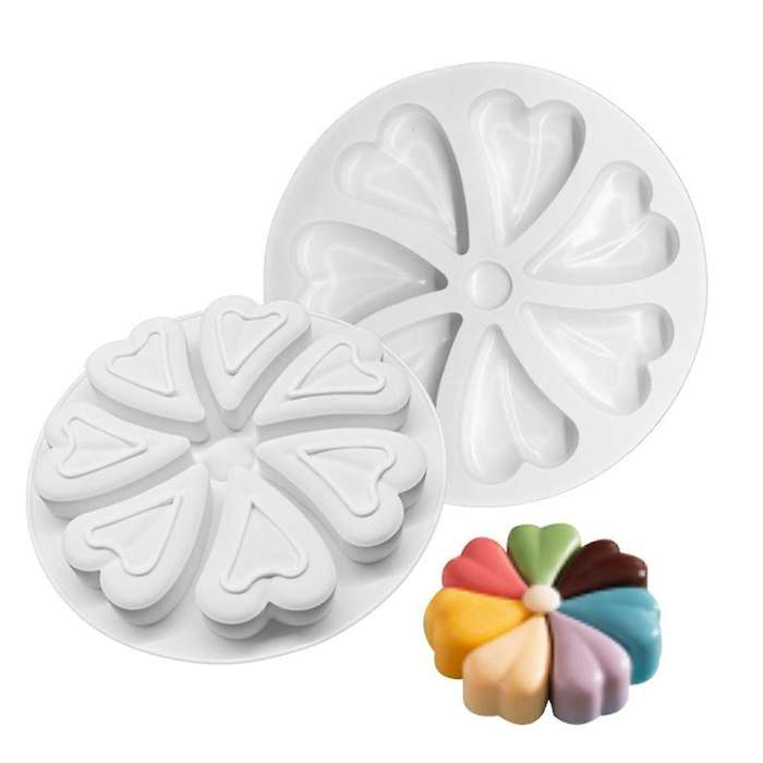 Heart Shaped Flowers Design Silicone Cake Molds Baking Tools