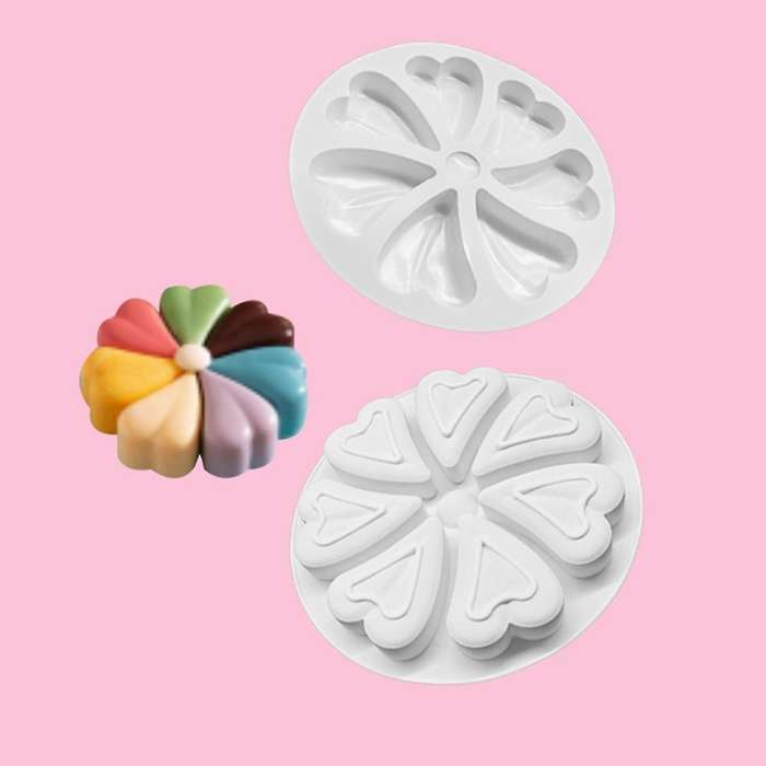 Heart Shaped Flowers Design Silicone Cake Molds Baking Tools