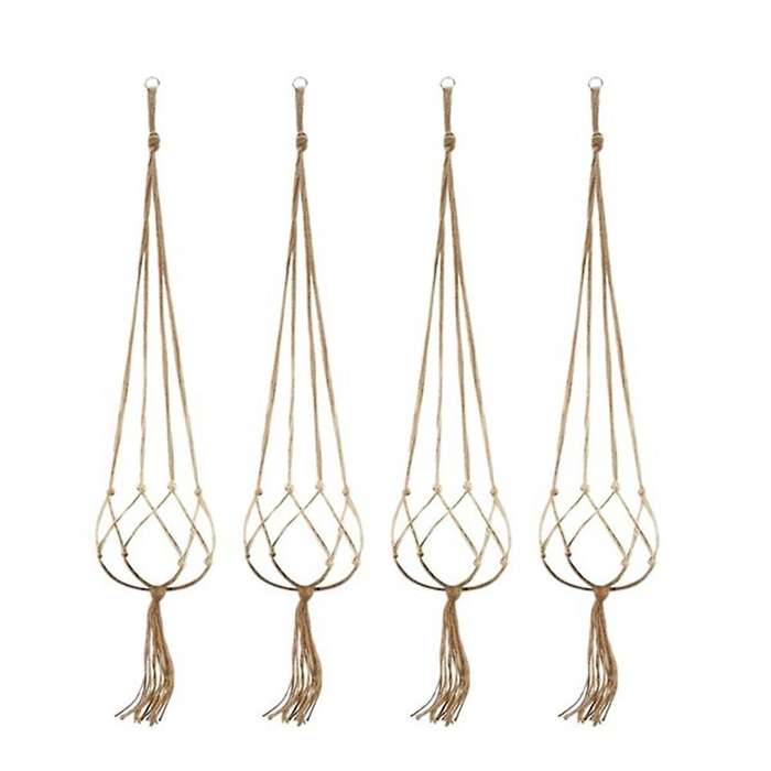 4pcs Hemp Rope Plant Holders Hanging Decor Home Garden Supplies