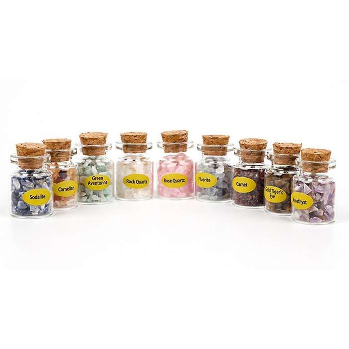 9 Bottles Wishing Bottle Natural Quartz Crystal Gravel Amethyst Stone