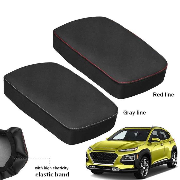 Car Pu Leather Central Armrest Box Cover Protection Gray Line