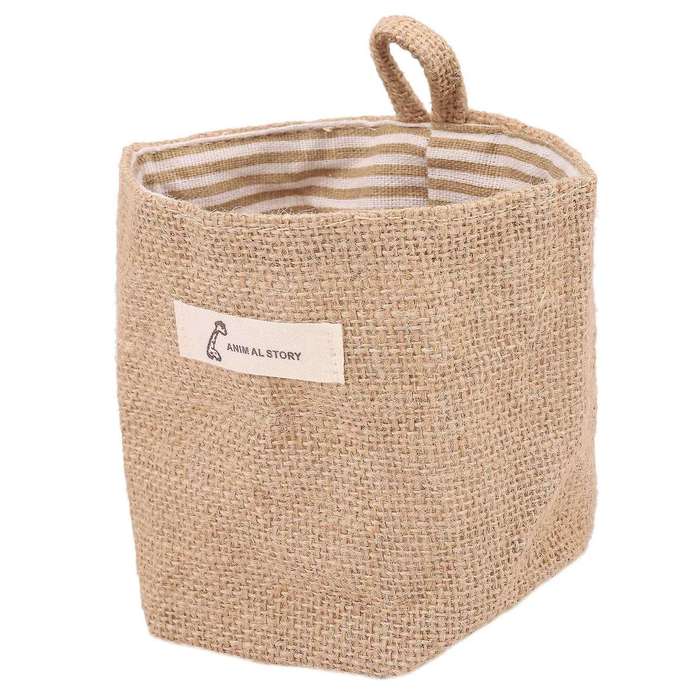 Cotton Linen Flower Pot Hanging Jute Storage Bagyellow Stripes