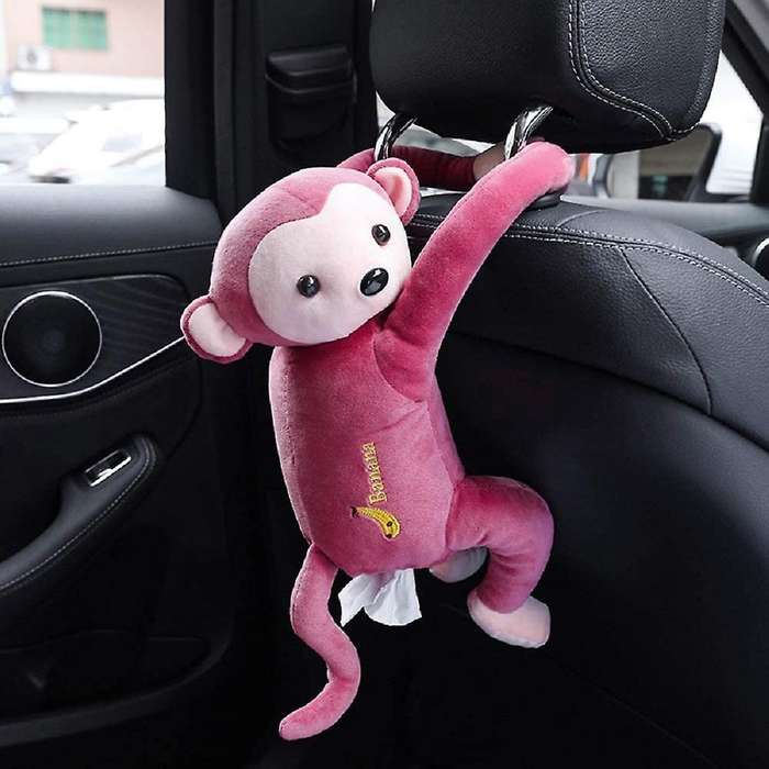 Monkey Tissue Storage Box for Car Bathroom Bedroom Kitchen Pink