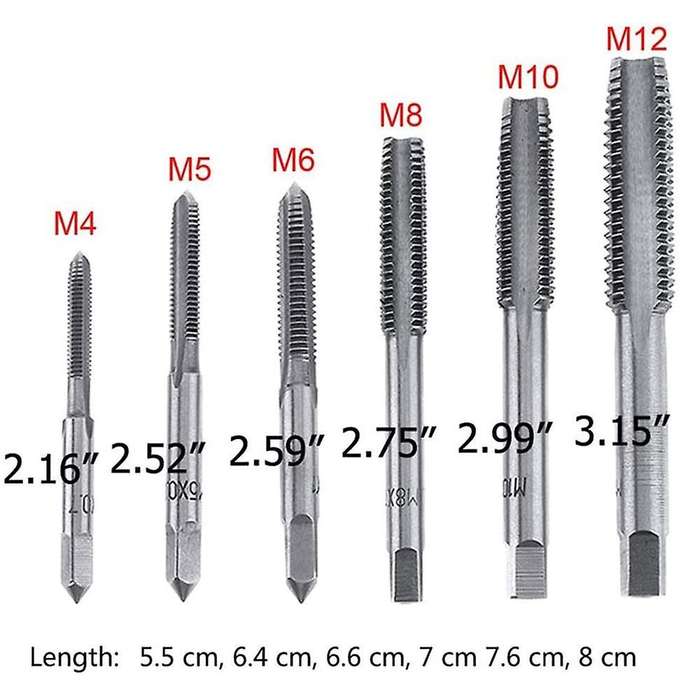 7pcs 7.7inch T-handle Ratchet Tap Holder Wrench Metric Plug Tap