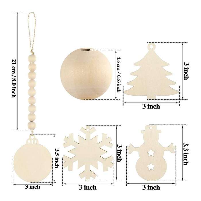 8 Pieces Christmas Tree Hanging Decor Wooden Bead for Party Decor