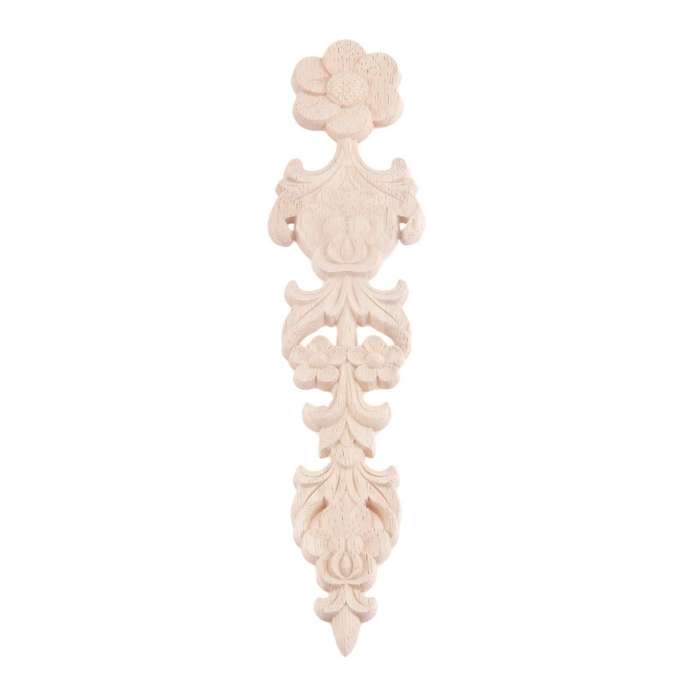 4pcs Wood Carved Appliques Retro Round Woodcarving Decal