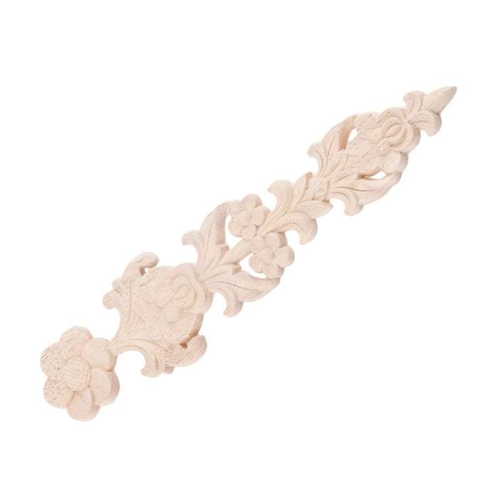 4pcs Wood Carved Appliques Retro Round Woodcarving Decal