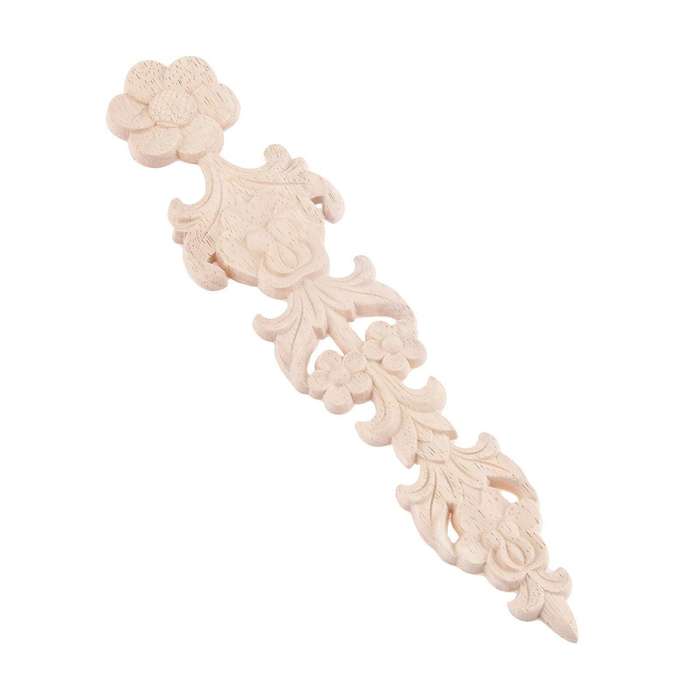 4pcs Wood Carved Appliques Retro Round Woodcarving Decal