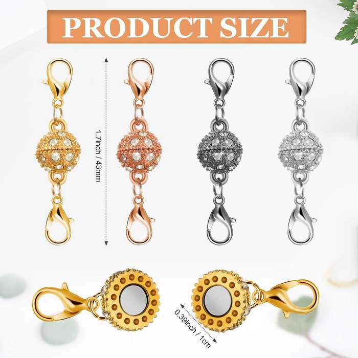 8 Pcs Magnetic Clasps for Jewelry Locking Charms with Lobster Clasp