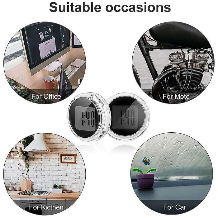 3 Pieces Mini Motorcycle Clocks Waterproof Stick-on Motorbike Clocks