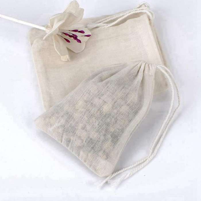 50 Pcs Drawstring Cotton Bags Muslin Bags,tea Brew Bags (4 X 3 Inch )