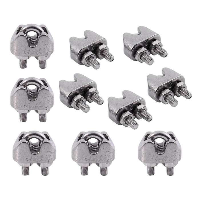 10pcs 2mm 1/16 Inch Stainless Steel Wire Rope Cable Clamp Fastener