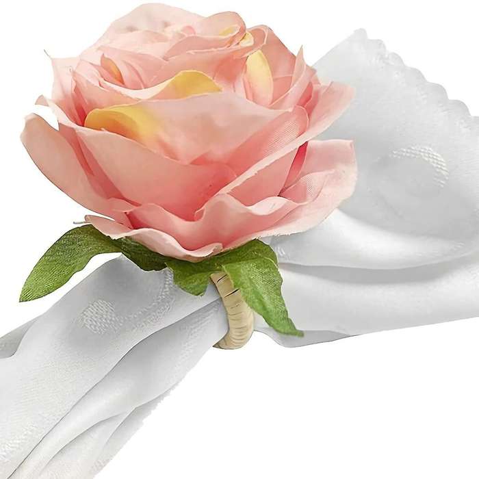Handmade Champagne Rose 6pcs Napkin Rings for Home, Dining Room
