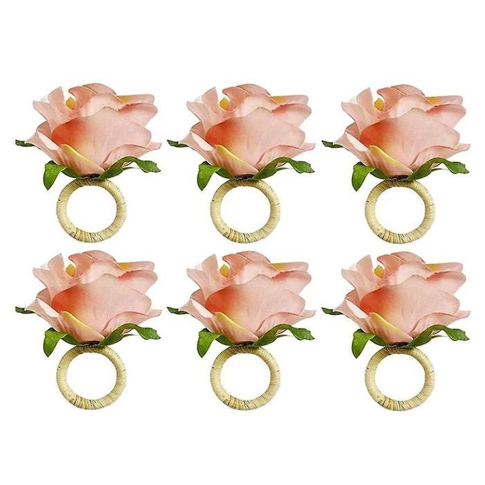 Handmade Champagne Rose 6pcs Napkin Rings for Home, Dining Room