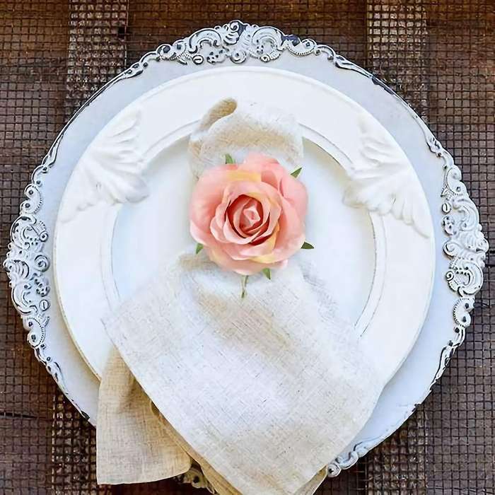 Handmade Champagne Rose 6pcs Napkin Rings for Home, Dining Room