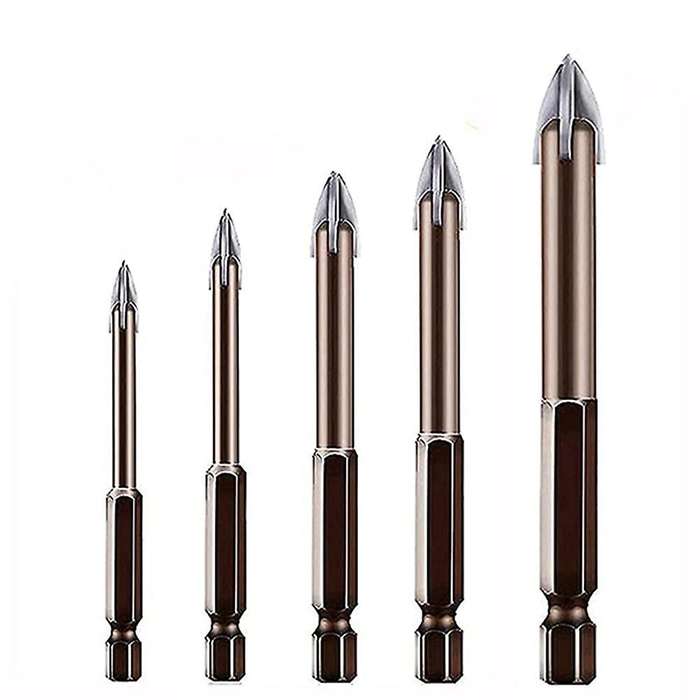 5pcs Universal Triple-cornered Cross Alloy Drill Bit Set(3/4/5/6/8mm)