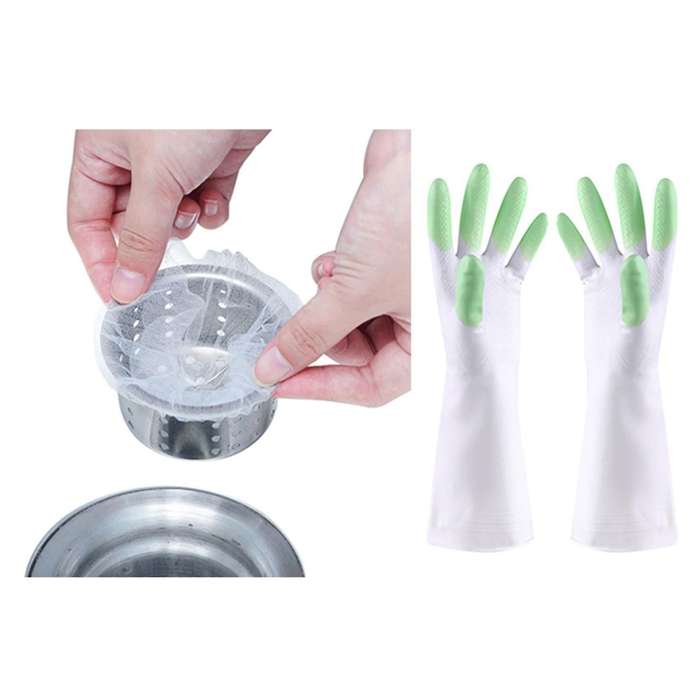 Kitchen Silicone Cleaning Gloves for Household Rubber Gloves Green