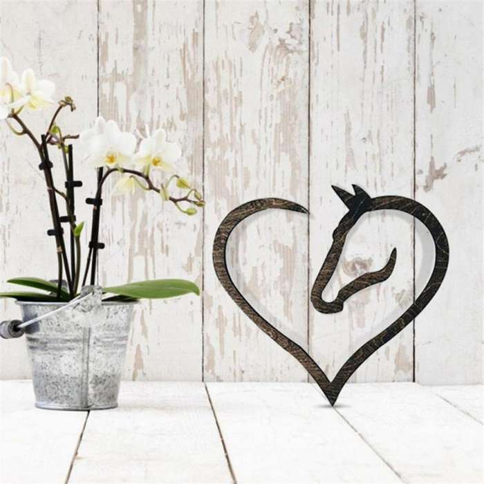 Hanging Love Horse Heart Wooden Wall Art Home Decor Wooden Horse