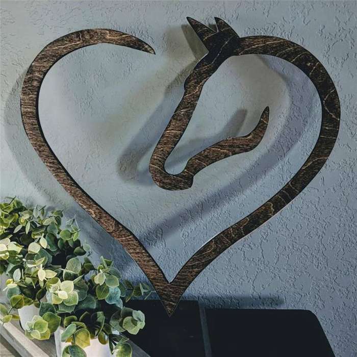 Hanging Love Horse Heart Wooden Wall Art Home Decor Wooden Horse