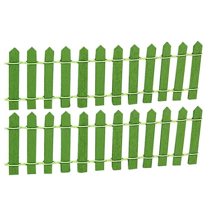 2pcs Wooden Fencing Wood Barrier Diy Mini Landscape Fairy Green