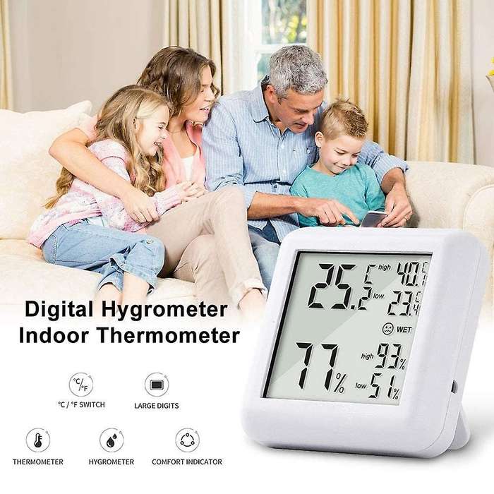 Room Thermometer Hygrometer, Large Display Palm-sized Humidity Meter