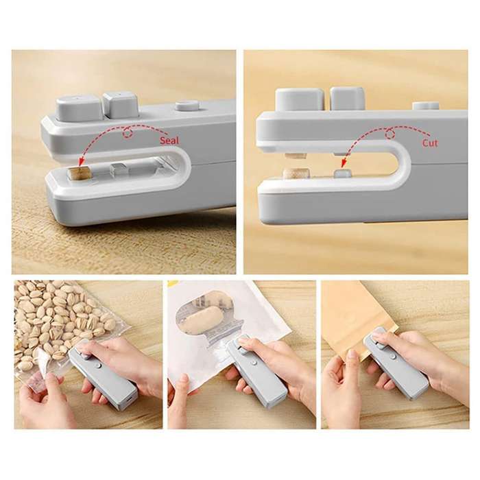Usb Charging Mini Sealing Machine Household Snack Small Grey