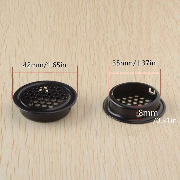 Round Ventilation Grille 35mm 30 Pieces Black for Cabinet Wardrobe