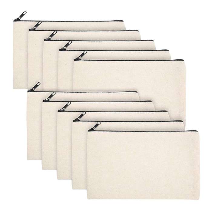 10 Pcs Blank Diy Craft Bag Canvas Pen Case Blank Makeup Bags - Canvas
