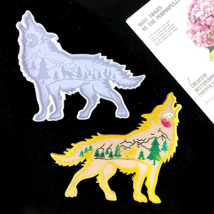 Wolf Decoration Epoxy Mould Diy Desktop Decoration Coaster Tray