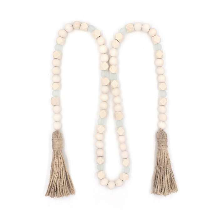 Wood Beads Wreath with Fringe, Wood Beads & Acrylic Beads, Farmhouse