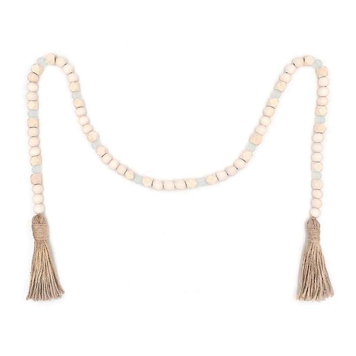 Wood Beads Wreath with Fringe, Wood Beads & Acrylic Beads, Farmhouse