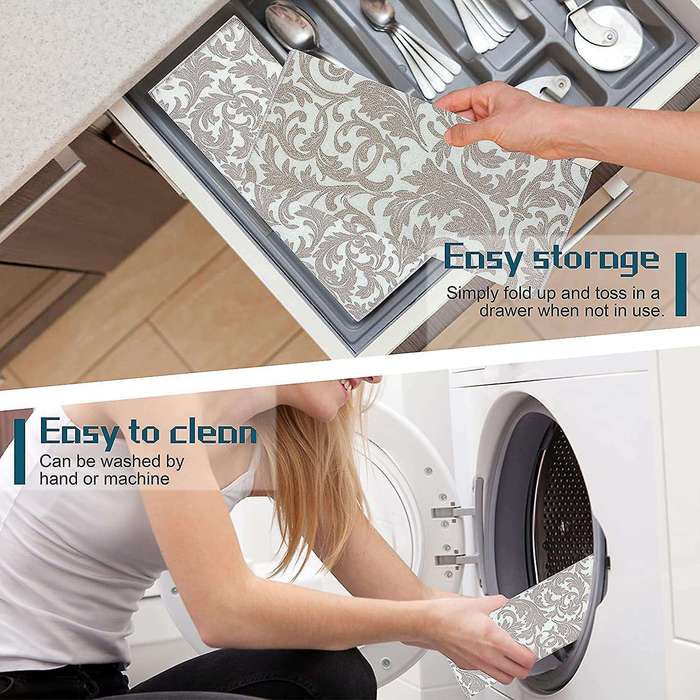 Washable Dish Drying Mats for Kitchen Counter Large (grey Vine)