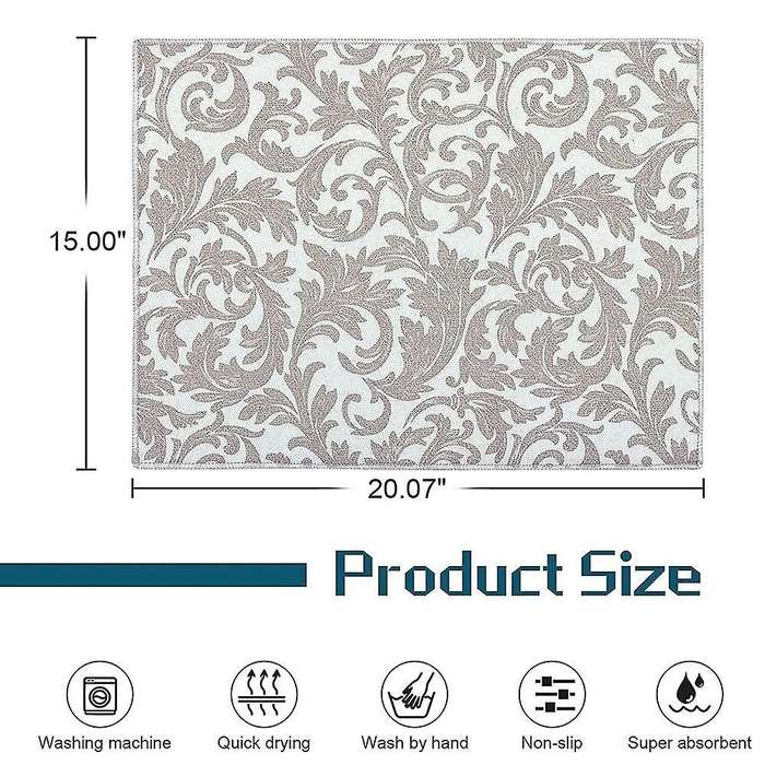 Washable Dish Drying Mats for Kitchen Counter Large (grey Vine)