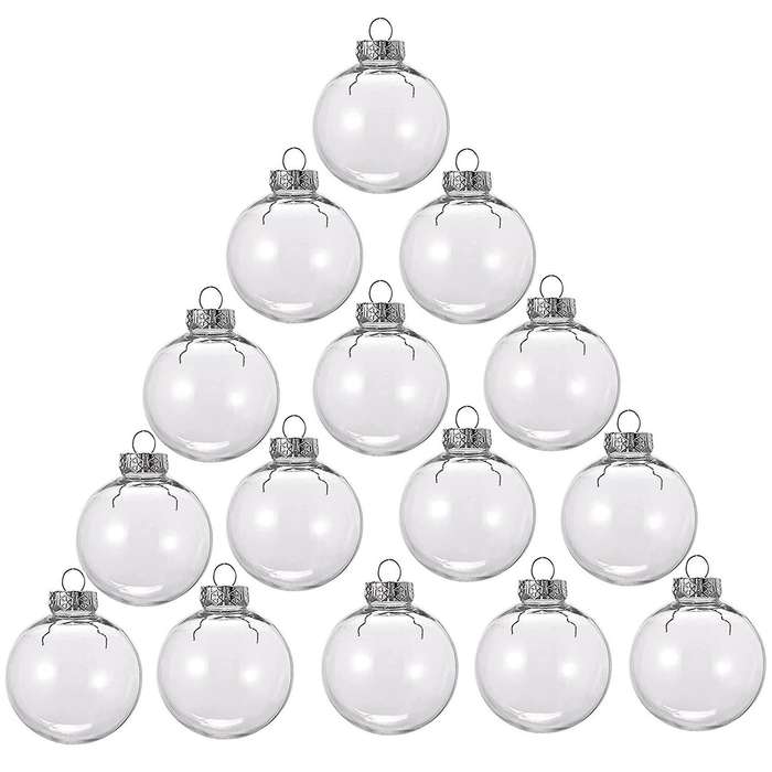 15 Pcs Round Clear Christmas Balls Fillable Diy Christmas Tree Balls