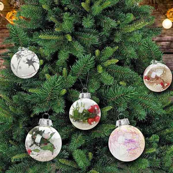 15 Pcs Round Clear Christmas Balls Fillable Diy Christmas Tree Balls