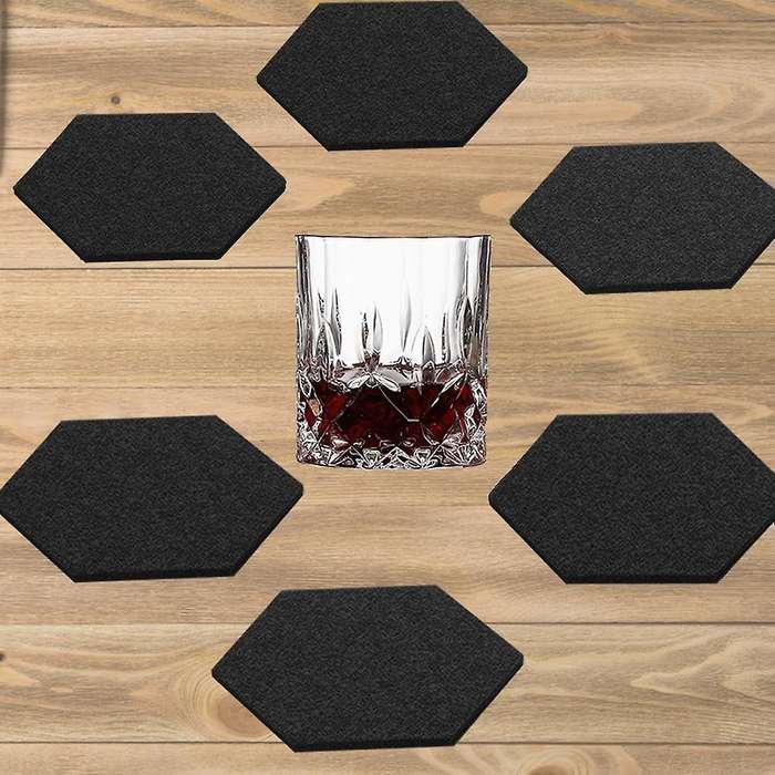 Felt Drink Coasters, Thick Hexagon Coaster-black