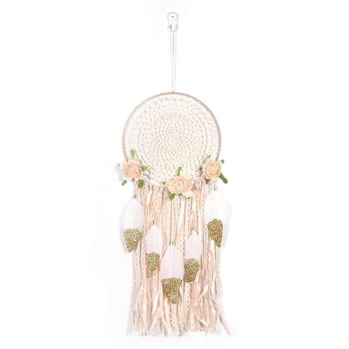 Woven Flower Feathers Boho Dream Catcher Diy Wind Chimes Wedding
