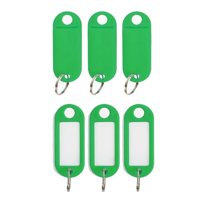20pcs Key Id Tags Name Card Labels Keyring Keychain Green