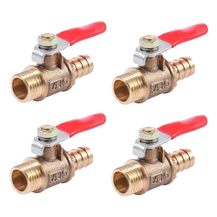 10mm X 1/4 Inch Pt Thread Lever Handle Hose Barb Brass Ball Valve