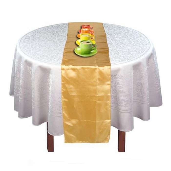 Runner Tavolo Centrotavola Tovaglia In Raso Oro Cm 30 X 275
