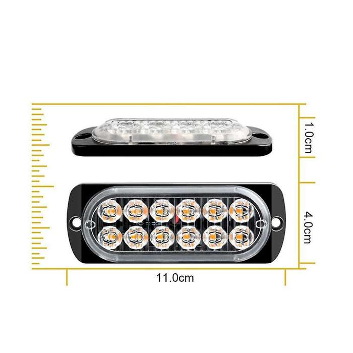 2pcs Led Strobe Warning Light Strobe Grille Flashing Amber Yellow