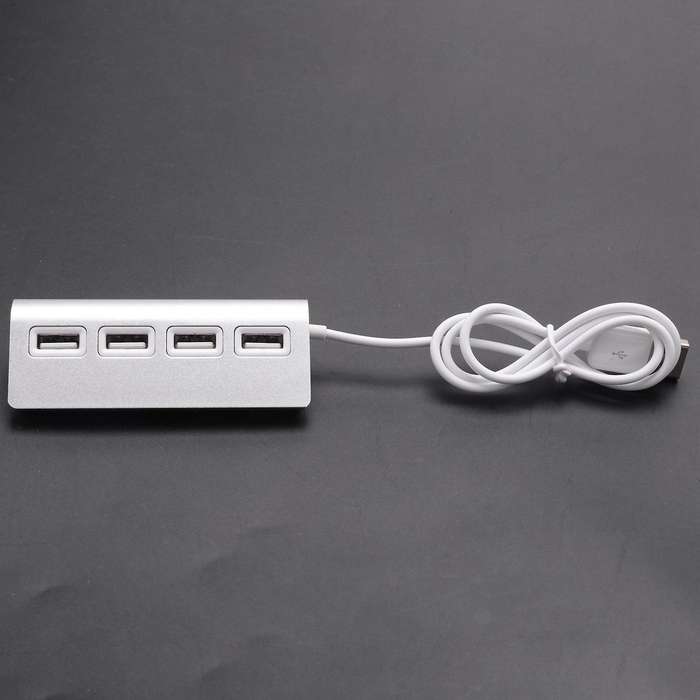 4 Port Aluminum Usb Hub with 11 Inch Shielded Cable for Laptops