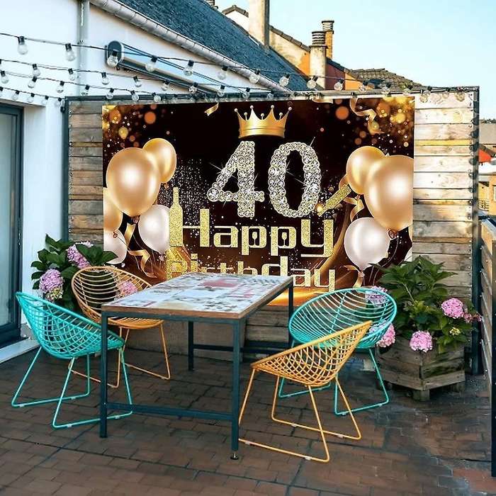 Black Gold Banner 40th Birthday Decoration Girl Birthday Background