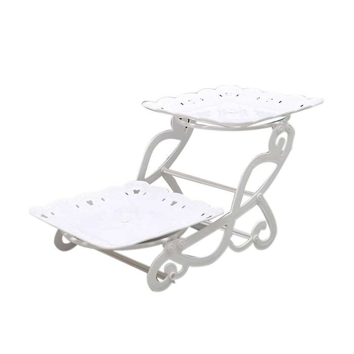 2 Tier Cake Dessert Holder Cupcake Pastry Biscuit Tray B Square