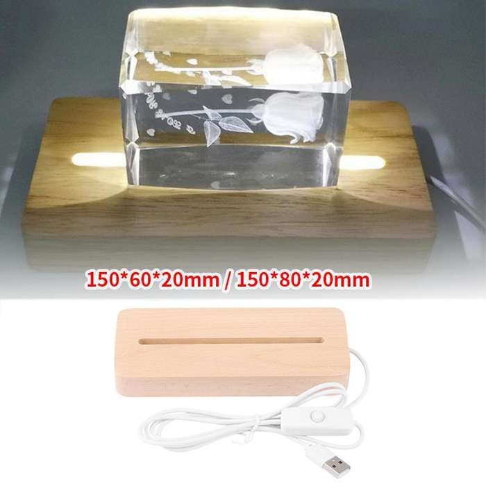 Wooden Rectangle Light Base,wood Base Warm Light
