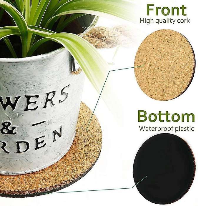 12 Pcs Cork Plant Mat Plastic Plant Mat Round Plate Pad for Garden